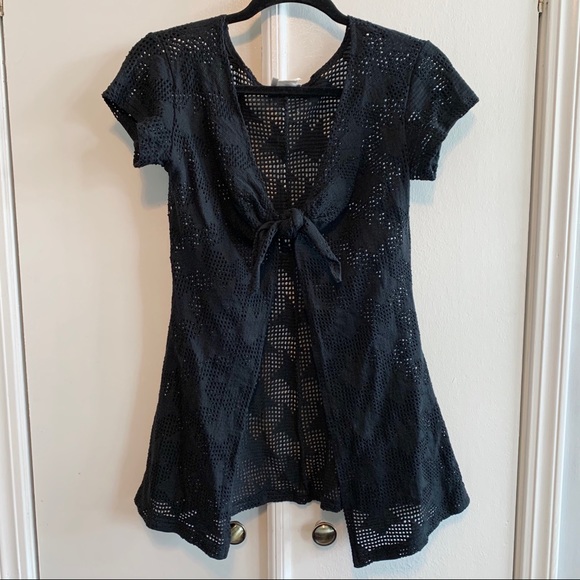 Stars and Mesh Tie Front Top - Picture 3 of 7